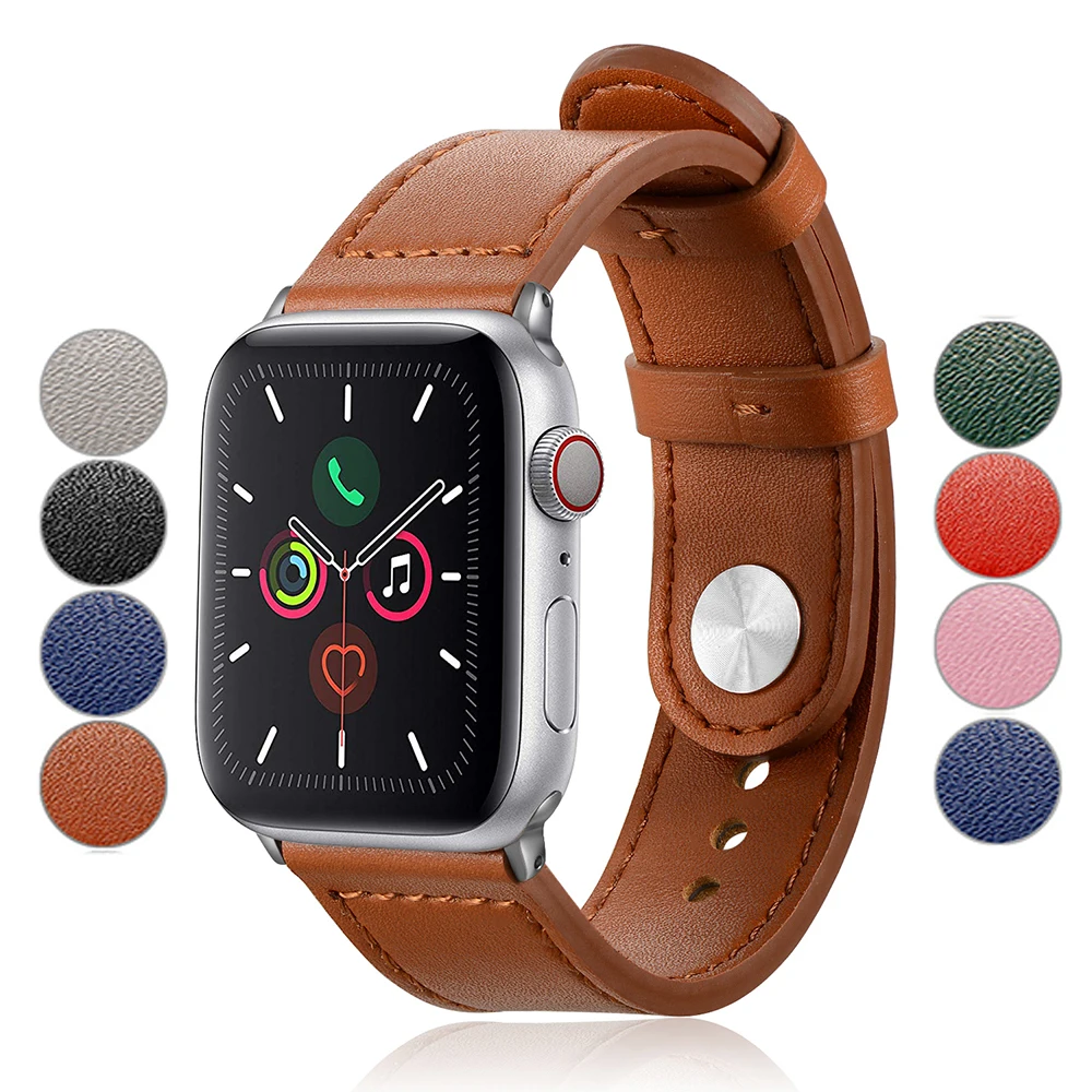 Качественный ремешок для Apple Watch 38 мм 40 42 44 кожаный iwatch серии 6 SE 5 4 3 2 1 Сменные