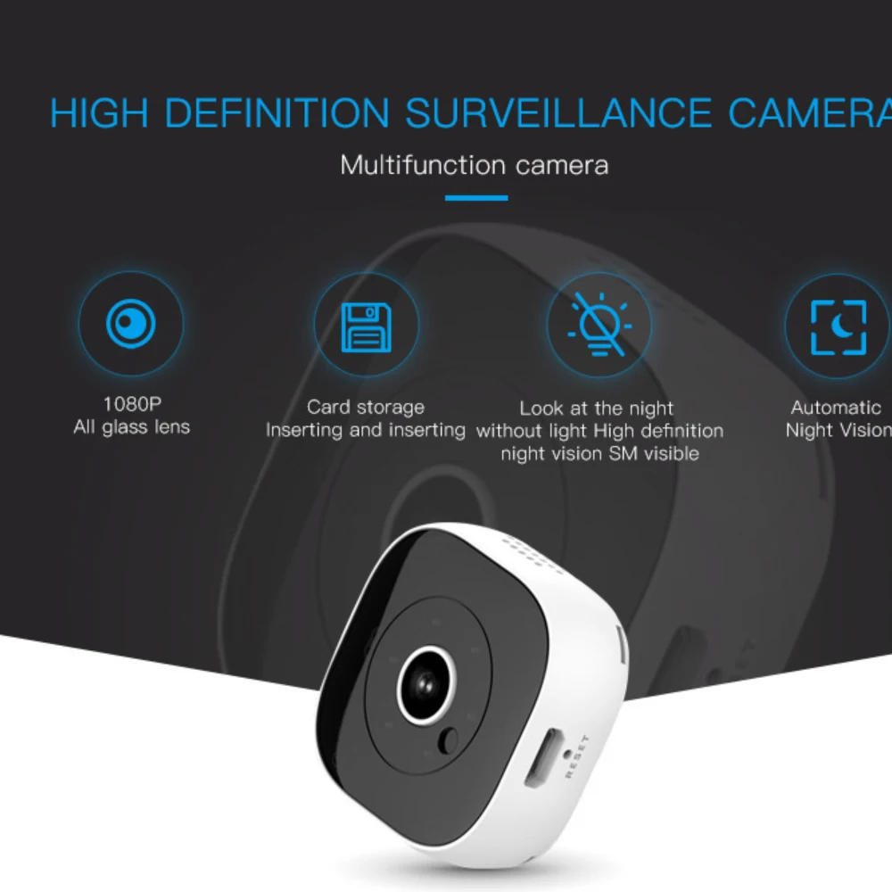 Беспроводная мини-камера с Wi-Fi HD 1080 P, умная ip-камера с функцией ночного видения и функцией обнаружения движения, поддержка приложения, дистанционное управление монитором, скрытая карта TF 64G