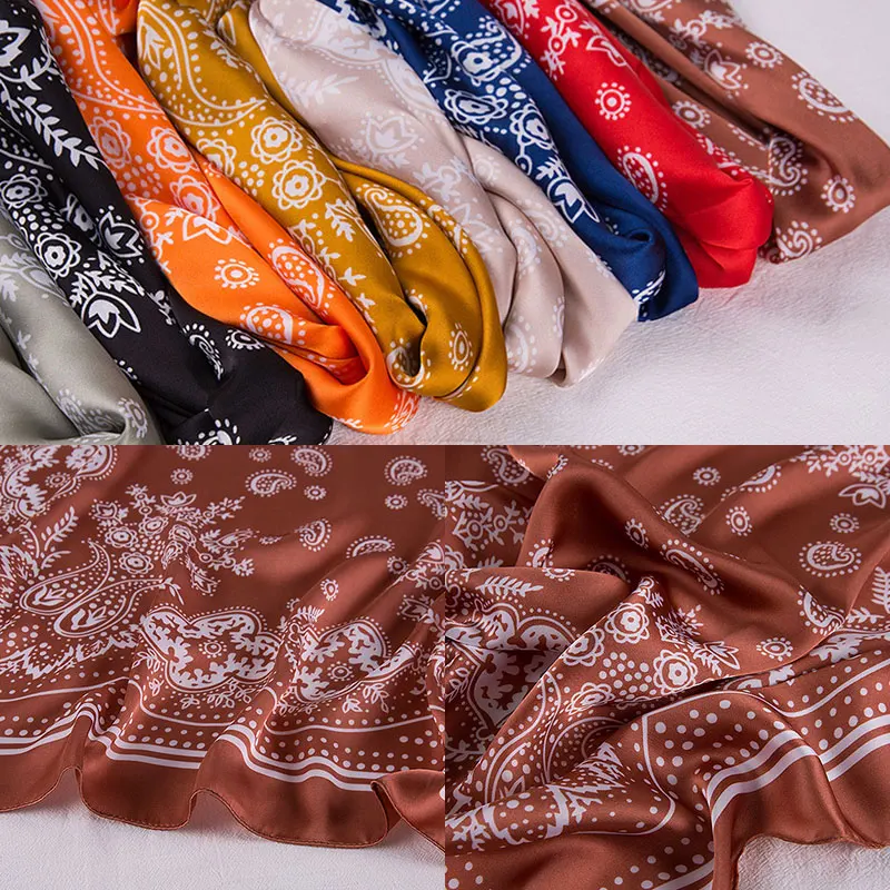 Женская Маленькая шаль 70*70 см женский Шелковый атласный шарф для волос повязка на