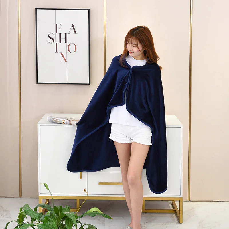 Coral Fleece Fabric Blanket Cloak Cape Warm Wearable Fur Throw for Sofa Nap Office 100x140cm Size | Дом и сад