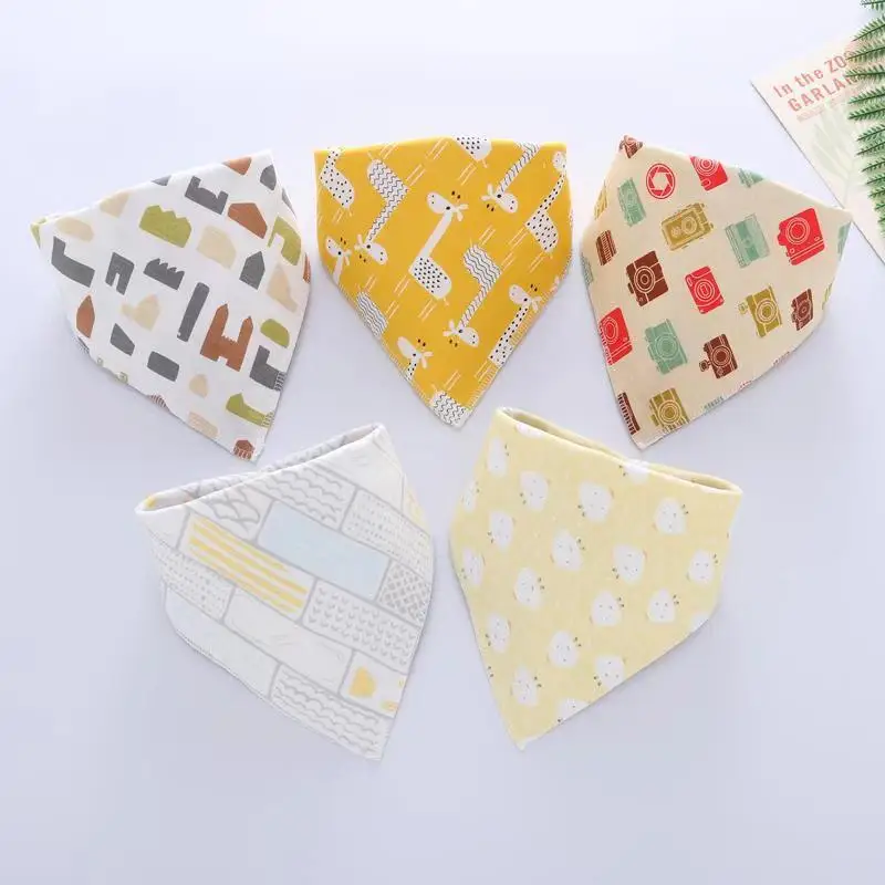 14Giraffe Детские нагрудники треугольник двойной хлопок нагрудники 5 шт./партия мультфильм печати слюнявчик полотенце для маленьких мальчиков и девочек передник для кормления хлопок бандана нагрудники - Цвет: 14Giraffe