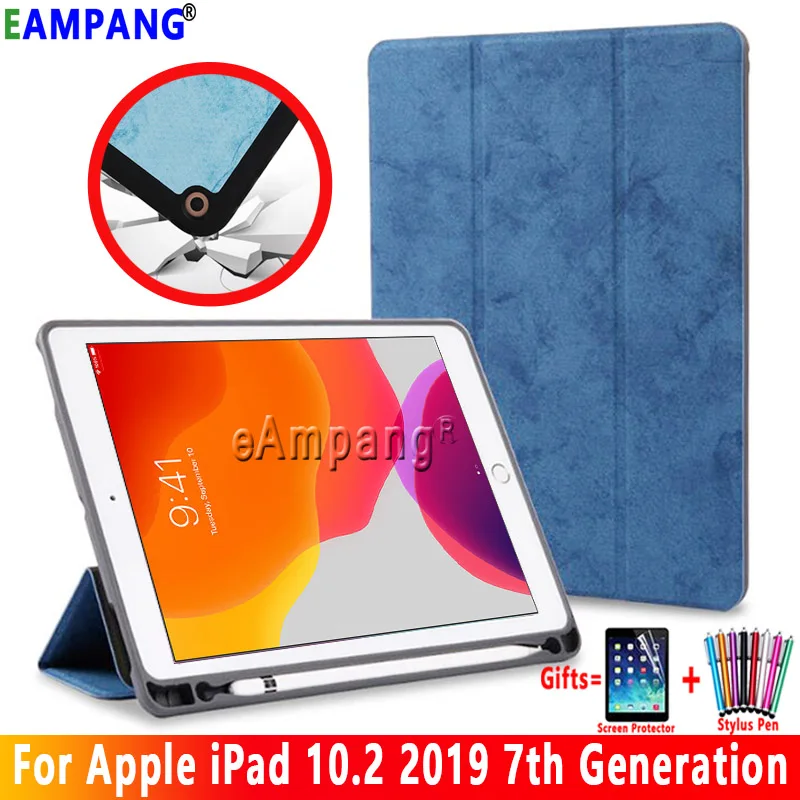 Чехол для iPad 10 2 2019 с держателем карандашей Apple 7 го поколения A2197 A2200 A2198 A2232
