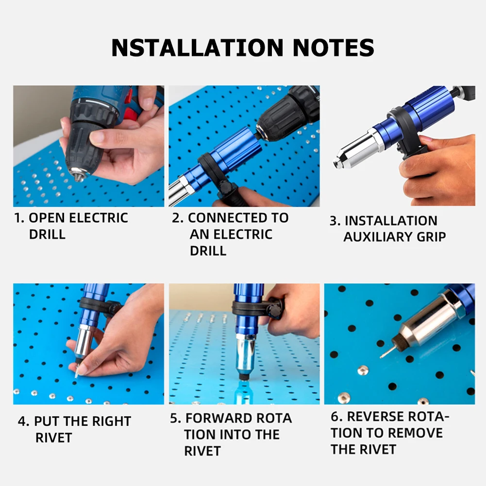 

Electric Rivet Gun 2.4mm-4.8mm Rivet Nut Gun Drill Adapter Cordless Riveting Tool Insert Nut Pull Rivet Tool