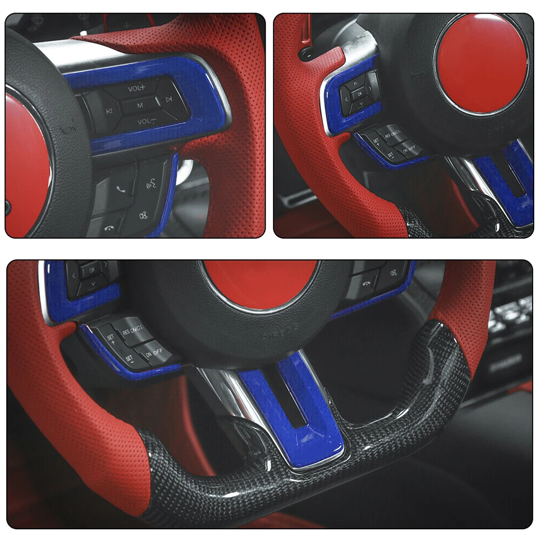 

CITALL 1 Set Steering Wheel Trim Frame Cover ABS Fit For Ford Mustang 2015 2016 2017 2018 2019