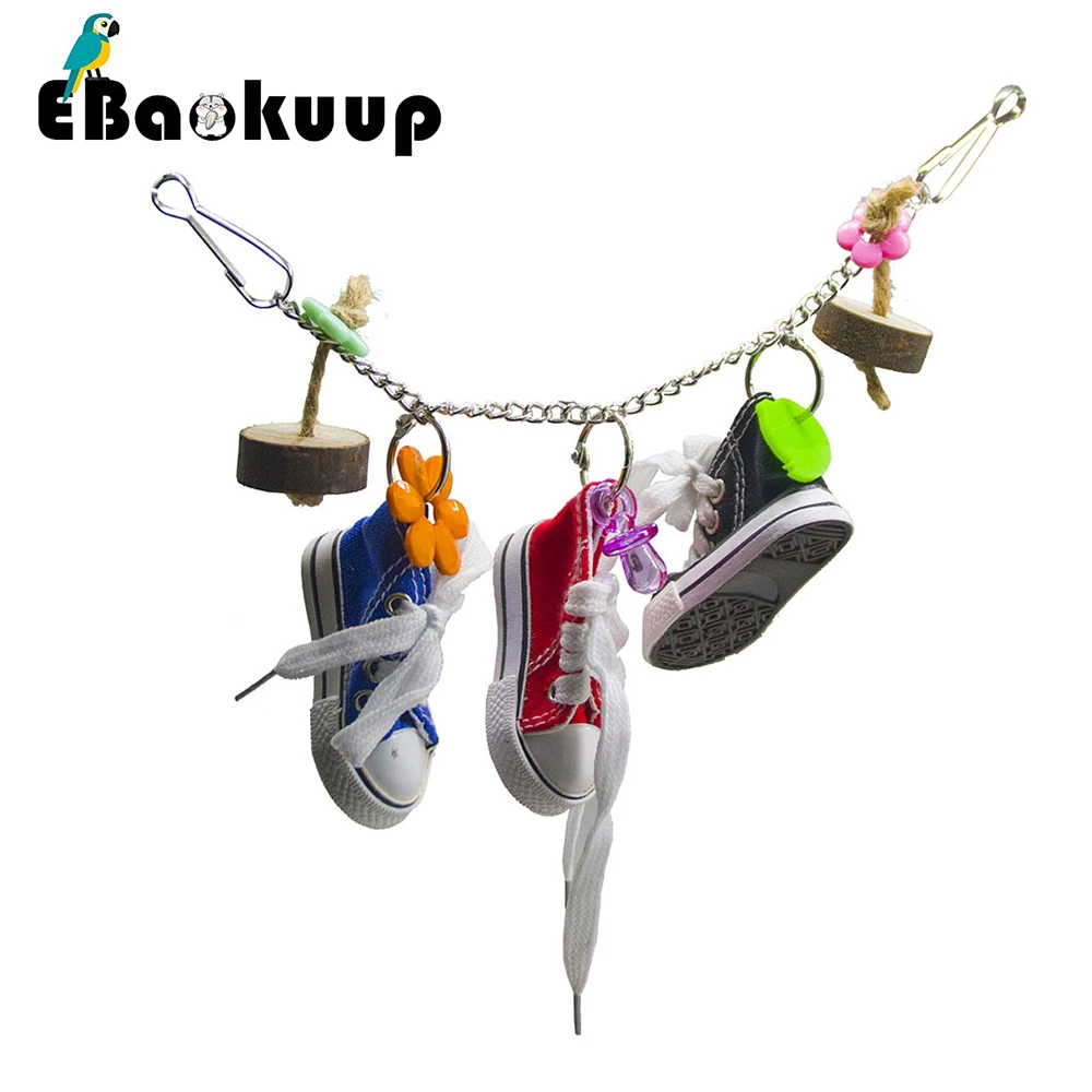 Ebaokuup жевательные игрушки для птиц парусиновая обувь кроссовки игрушка