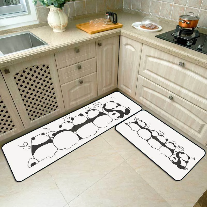 

Cute Cartoon Panda Printed Kitchen Carpets Nordic Living Room Anti-Slip Welcome Floor Mat Kitchen Kids Bedroom Bedside Area Rugs