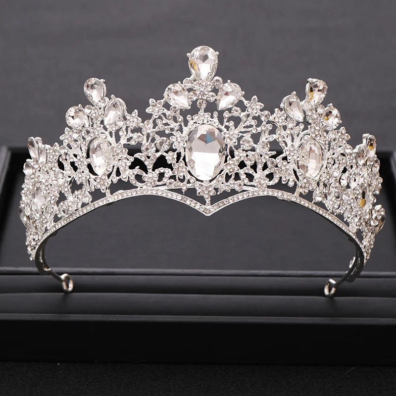 

AiliBride серебряный цвет кристалл барокко Королева Корона свадебное тиара, свадебное головное украшение орнаменты ободки на голову вечерние у...