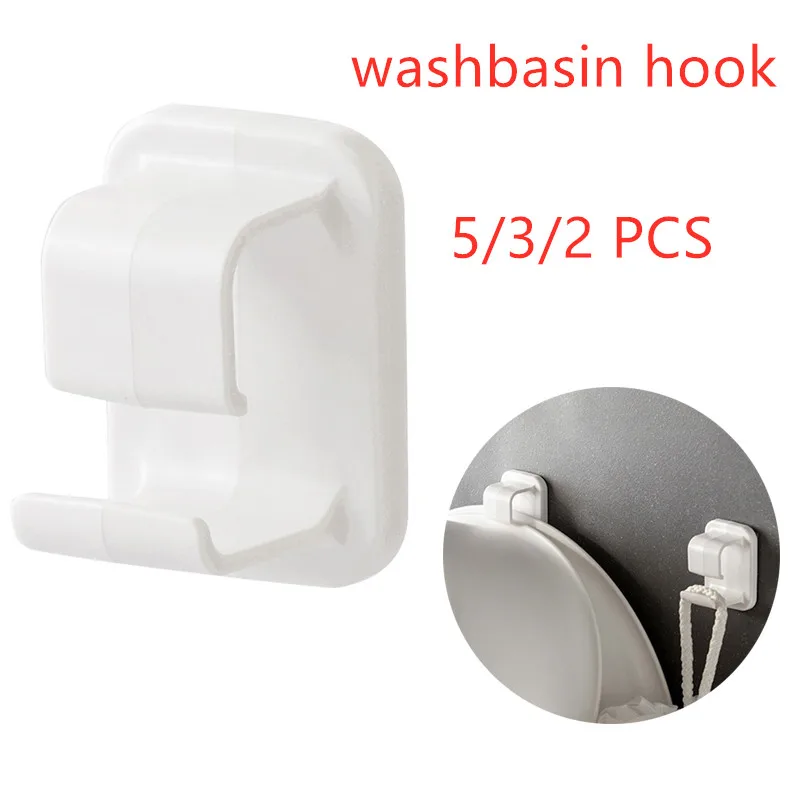 

5/3/2 PCS Wall Mounted Washbasin Storage Hooks Free Punch Kitchen Towel Holder Multi-Purpose Bathroom Hooks Bathroom Hanger