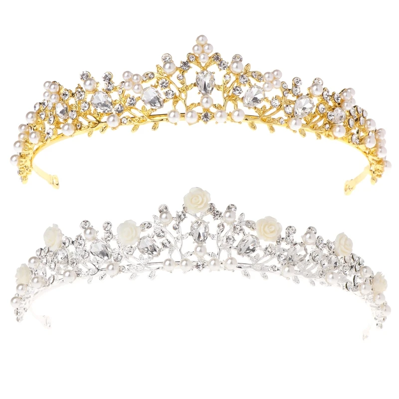 

Pearl Crown Bride Wedding Tiara Princess Jewelry Women Luxury Queen Decoration