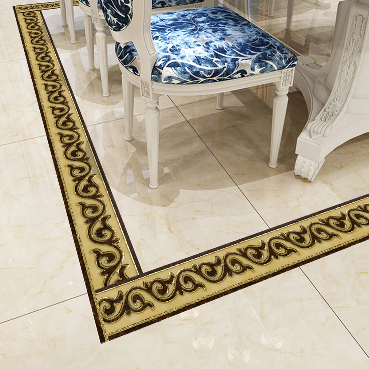 Европейские обои границы наклейка позолоченная имитация плитки талии линия