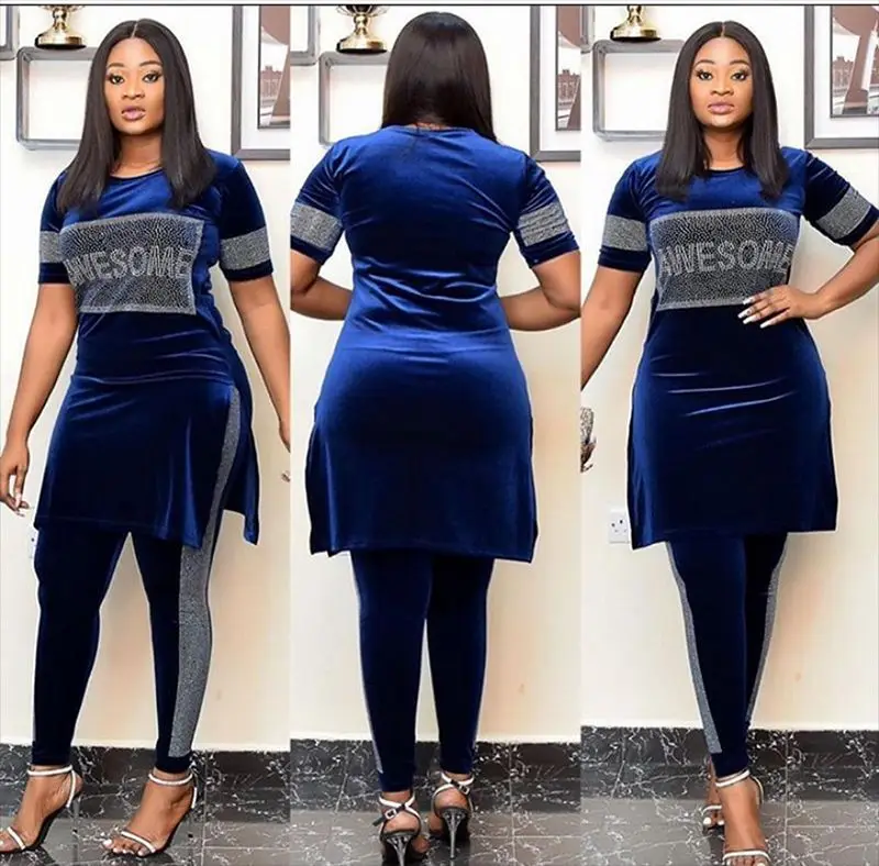 Женский бархатный комплект одежды из 2 предметов Осень зима 2021 африканская