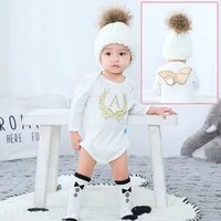 spring and autumn angel wings embroidered letter a new fashion baby one piece bodysuit onesie long sleeve baby triangle rompers