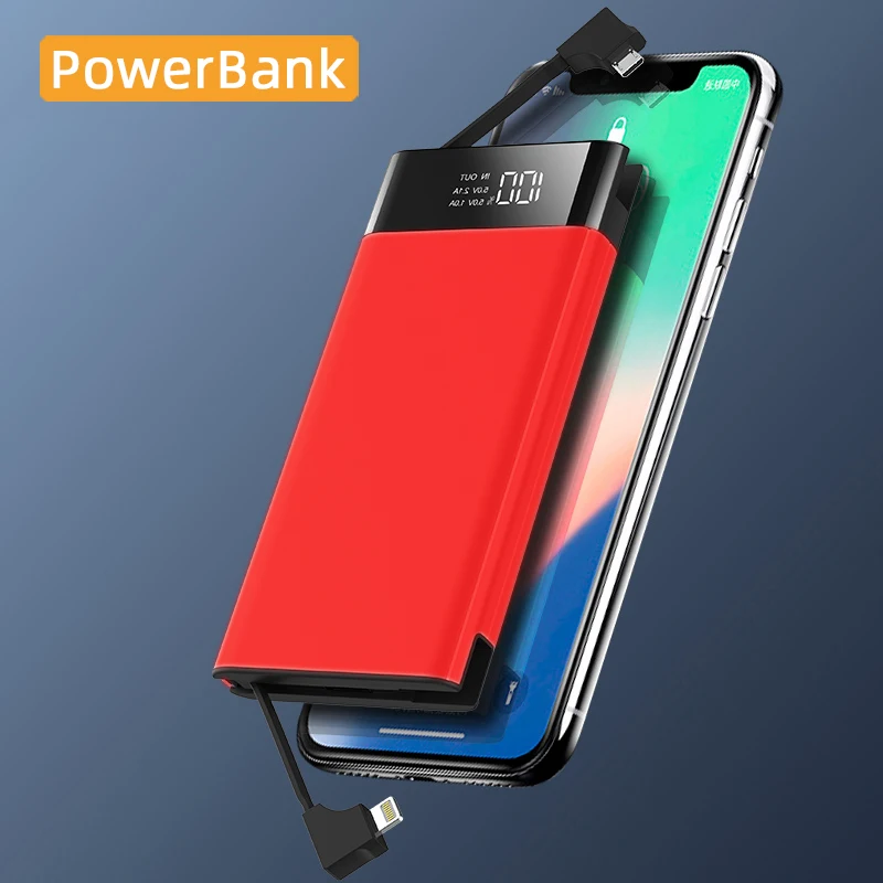 Ультратонкое портативное зарядное устройство 10000 мАч водонепроницаемое Внешнее