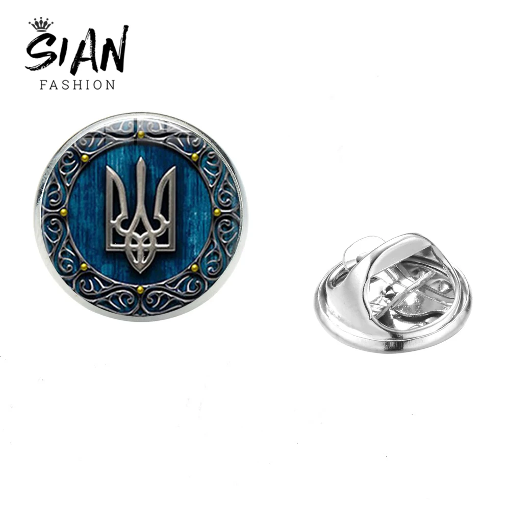 Женская Винтажная брошь Tryzub в украинском стиле украинский символ стеклянный