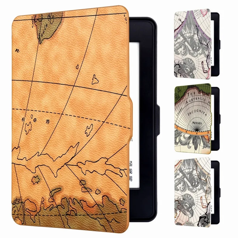 

For Amazon Kindle 8th 2016 558 958 658 Ultra-slim Map Leather case For Amazon for Kindle Paperwhite 1/2/3 Protective Shell+film