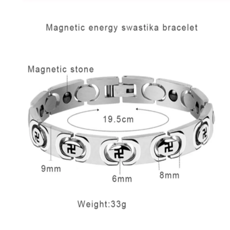 19 5 см Мужская металлическая Свастика из нержавеющей стали и мужской браслет