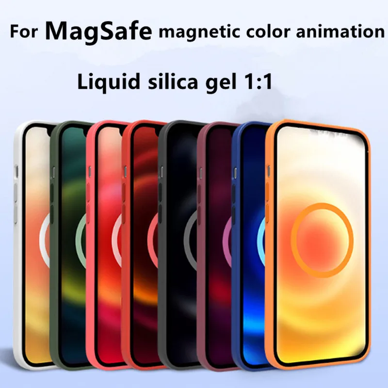 

Suitable For Apple iPhone12 Pro Mini pro Max Magnetic Liquid Silicone Animated Mobile Phone Case For Magsafe All Inclusive
