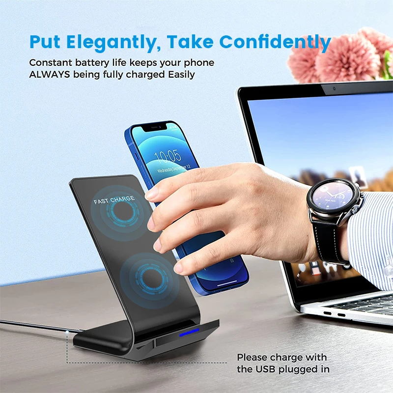 30w qi wireless charger stand fast charging dock station for samsung s20 s10 xiaomi iphone 12 11 pro x xs max xr 8 phone holder free global shipping