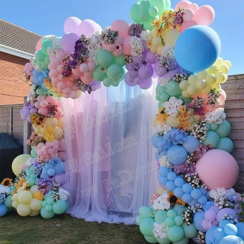 

242pcs Rainbow Balloons Arch Kit Macaron Yellow Blue Pink Green Birthday Pastel Ballon Garland Party Decoration Purple Globos