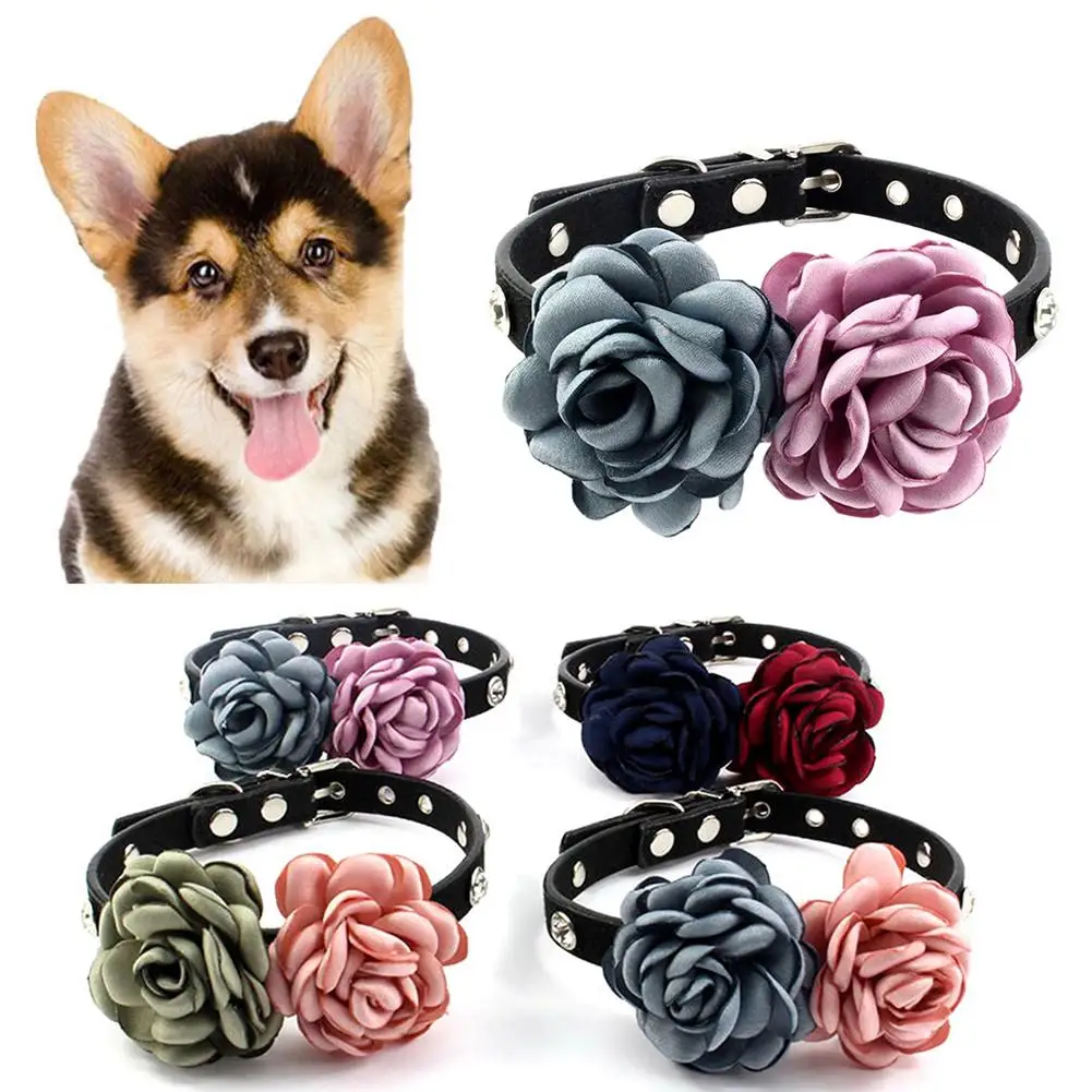 Стразы ручной работы в виде цветов ошейник для собак щенков кошек на шею жгут