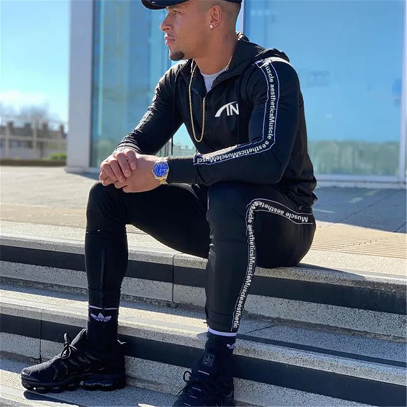 

2021 NEW Sportswear Hoodies Pants Set Autumn men Suit Clothes Running Tracksuit Men Sweatshirts Male Joggers Streetwear clothing