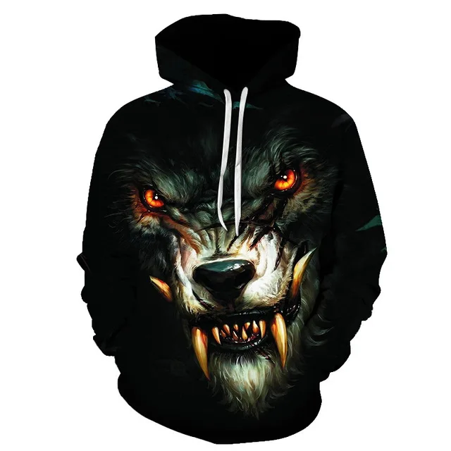 

LIASOSO 3D Print Wolf Hoodies Men's Hoodie Autumn Winter Hip Hop Hoody Tops Casual Brand 3D Wolf Head Hoodie Sweatshirt