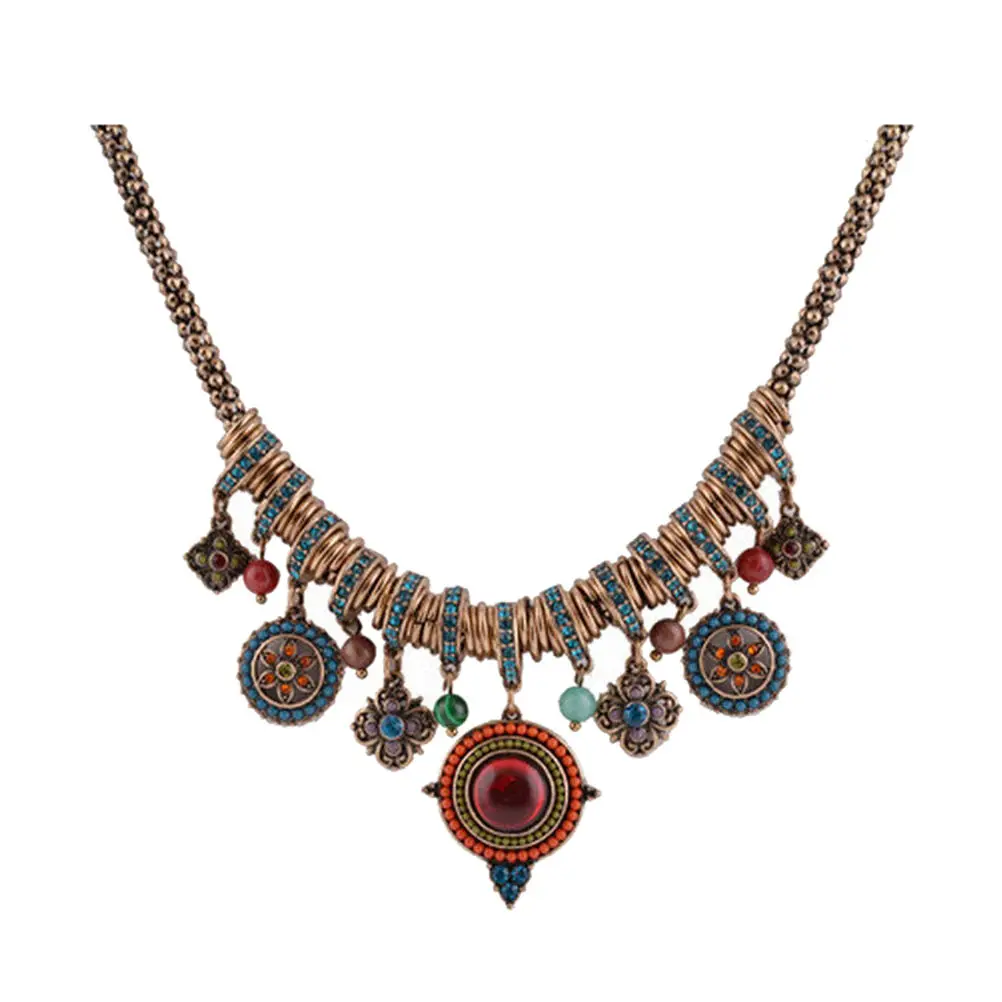 

Bohemian Maxi Choker Statement Necklace Women Vintage Collar Collier Necklace Colorful Boho Crystal Turkey Jewelry
