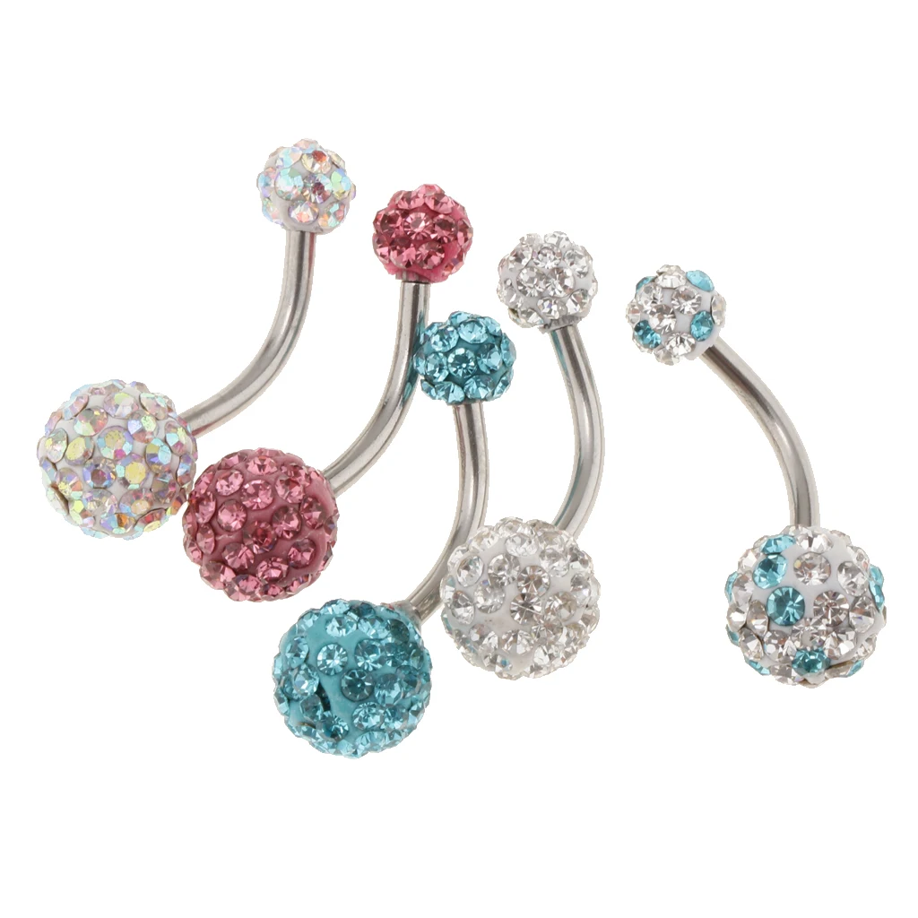 5 шт. кольцо для пупка с кристаллами из нержавеющей стали изогнутая штанга 1 8