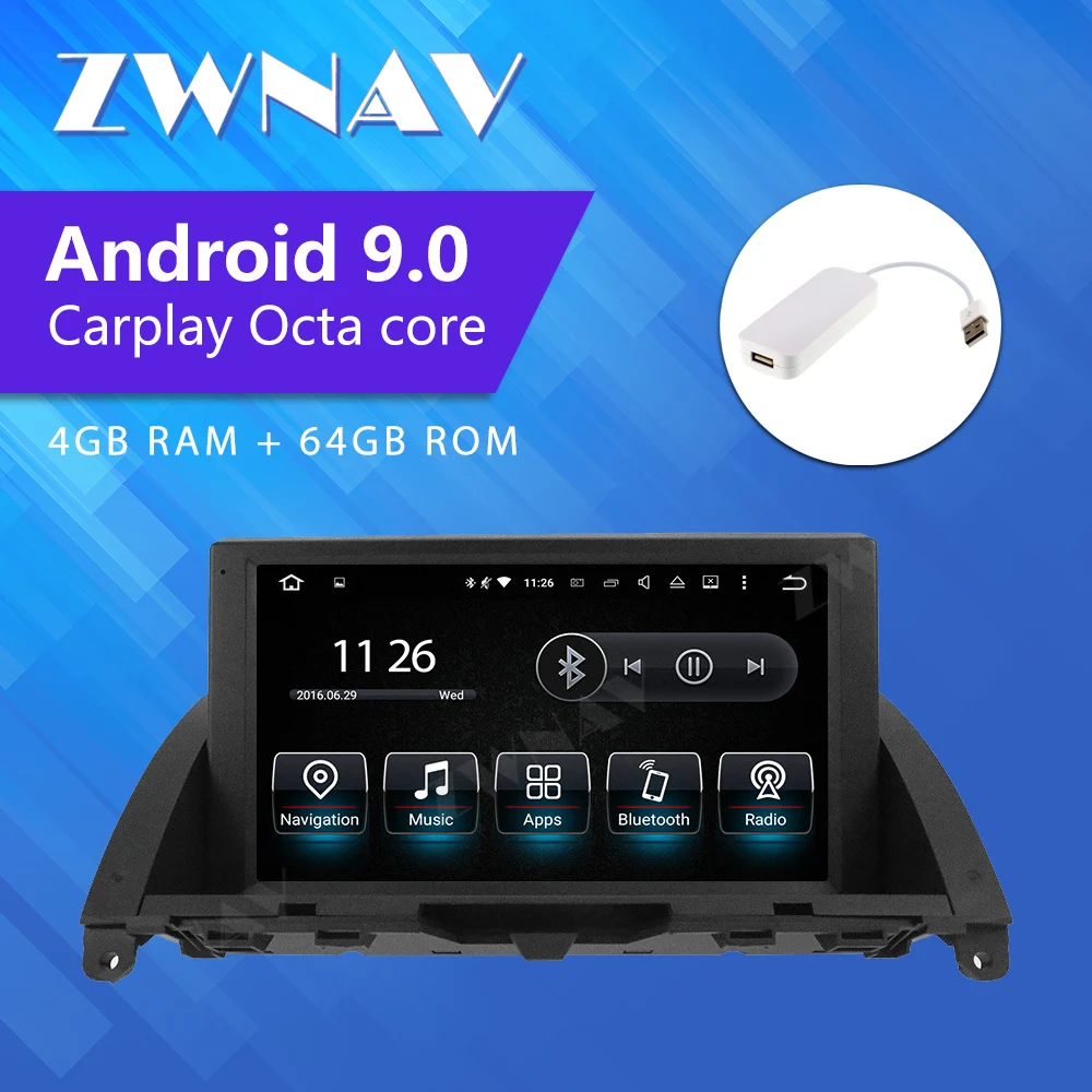 

ZWNAV Android 9 Car Head Unit Player For Mecerdes Benz C-W204 (2007-2011) Stereo GPS Navigation Automagnitol 2 Din NO DVD