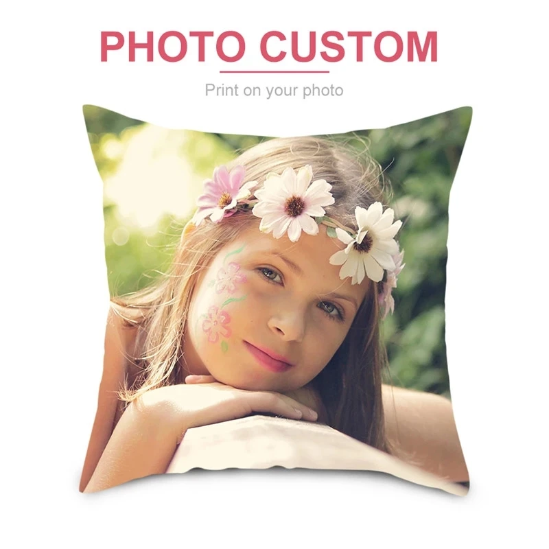

40x40cm 45*45cm Custom Cushion Cover Photo Customized Throw Pillow Linen Printing Cases for New gift Bed Home Sofa Decorative