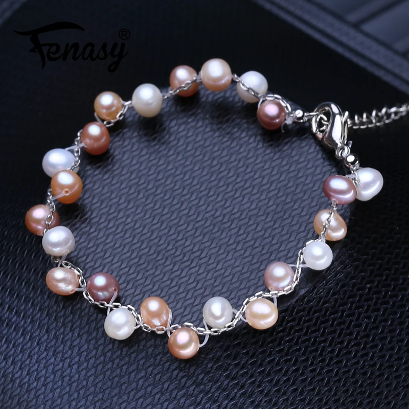 

FENASY Multi layered Pearl Bracelet Tube Fashion Natural Freshwater Pearl Bracelet Pearl Adjustable Bangle For Women Jewelry