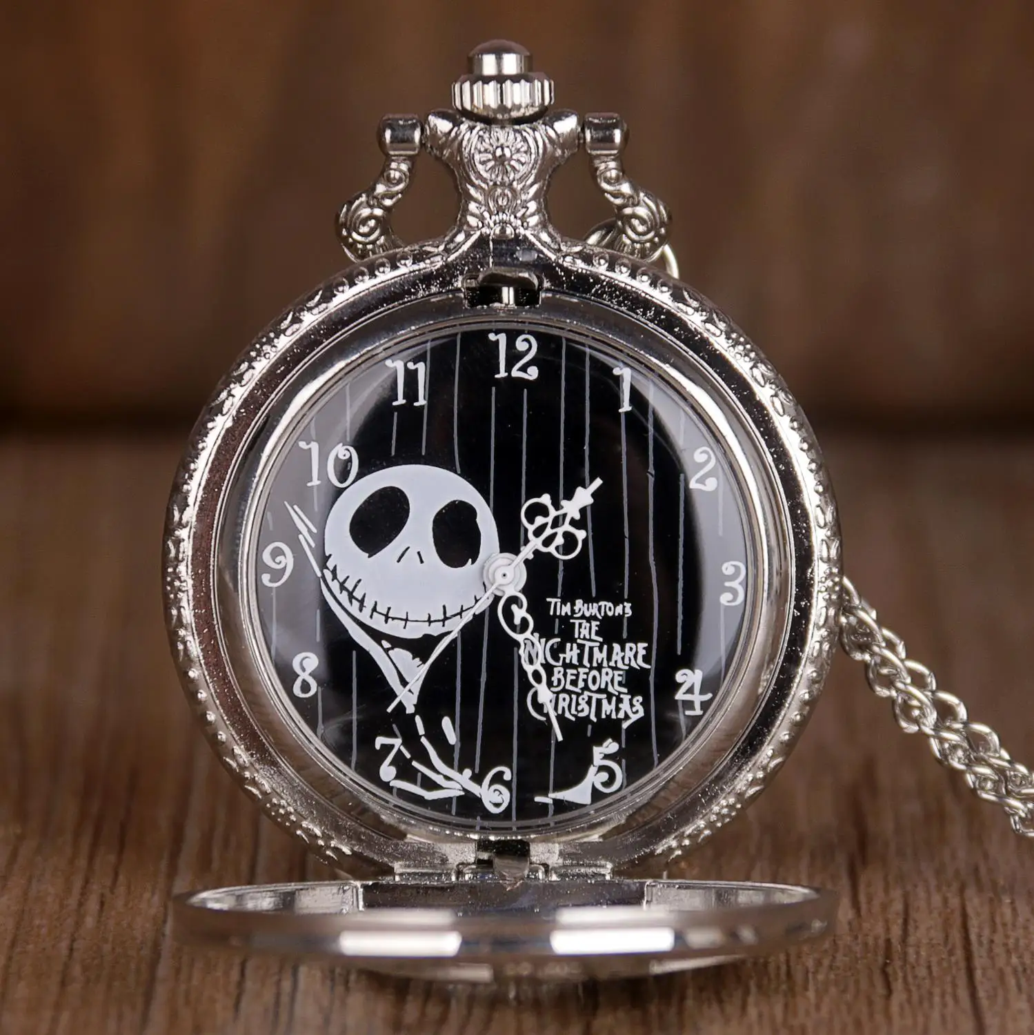 Стимпанк рождественские тематические карманные часы с цепочкой Sally Jack Skellington Fob