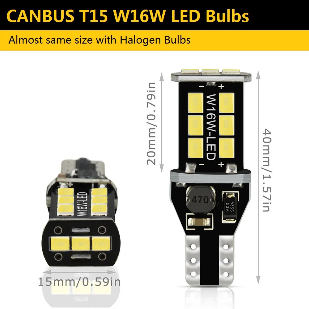 2 шт. Автомобильные светодиодные лампы Canbus T15 W16W 2835SMD|Сигнальная лампа| |