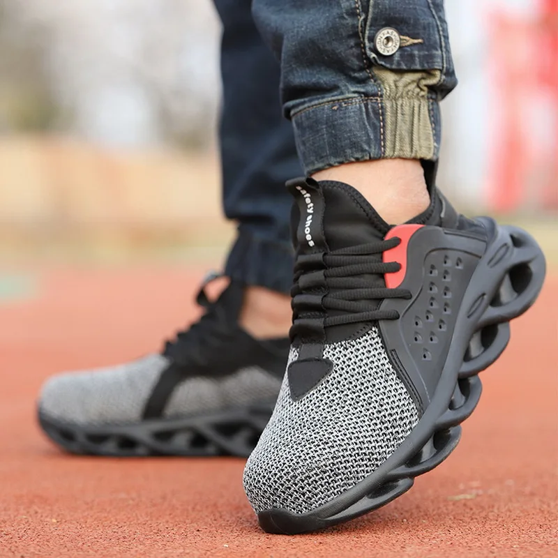 Прямая поставка Мужская дышащая легкая плетеная обувь для страхования труда