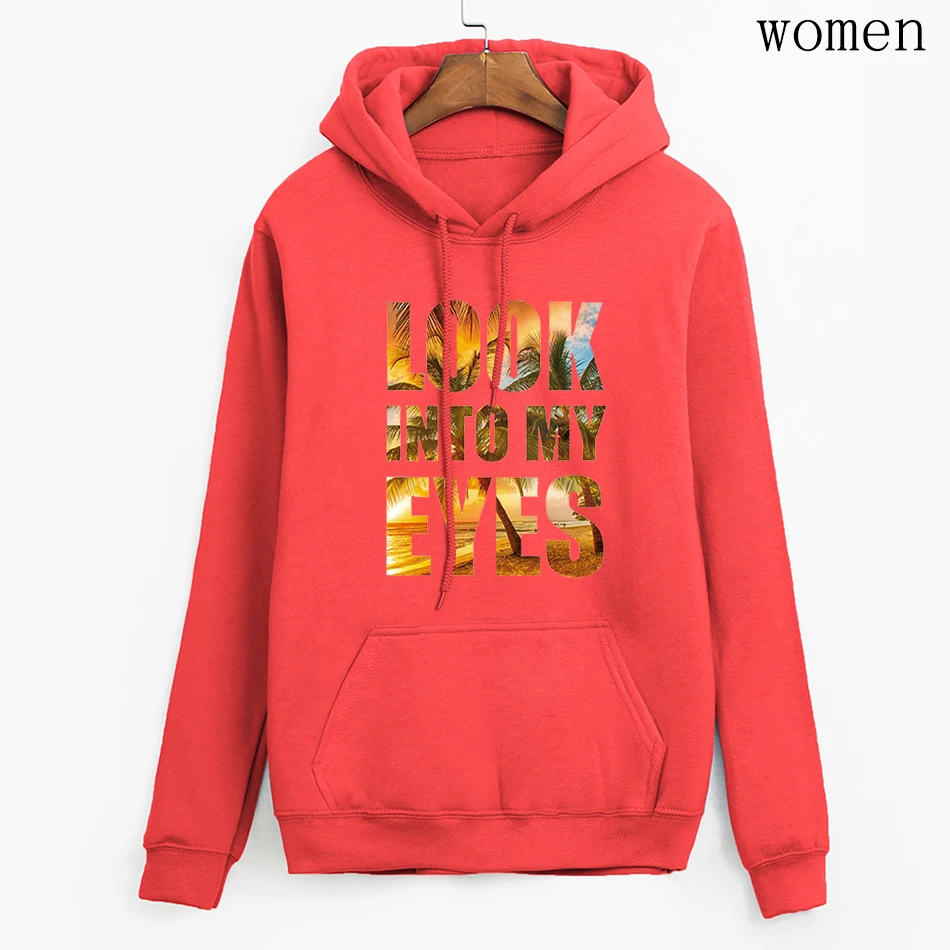 Толстовка с надписью Look In My Eyes для женщин модные толстовки и худи стандартные