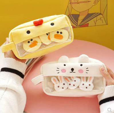 

Симпатичная плюшевая косметичка Kawaii, большая емкость, чехол для карандашей, дорожная косметичка, органайзер, Портативная Сумка Для Хранени...