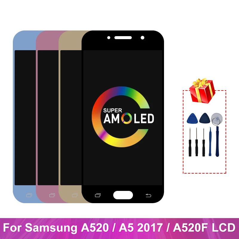 Супер AMOLED для Samsung Galaxy A5 2017 A520 ЖК дисплей сенсорный экран дигитайзер Запасные