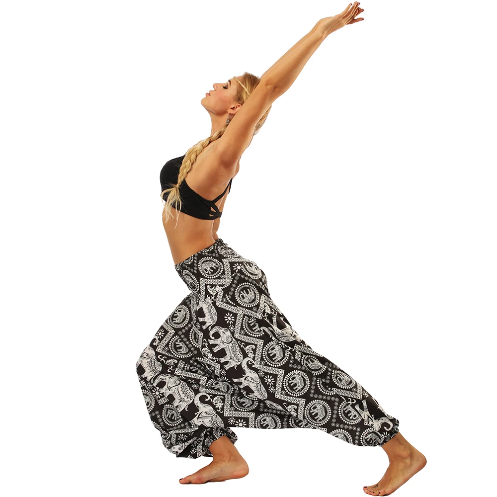 Шаровары для йоги женские Мешковатые брюки с высокой талией в стиле хиппи бохо