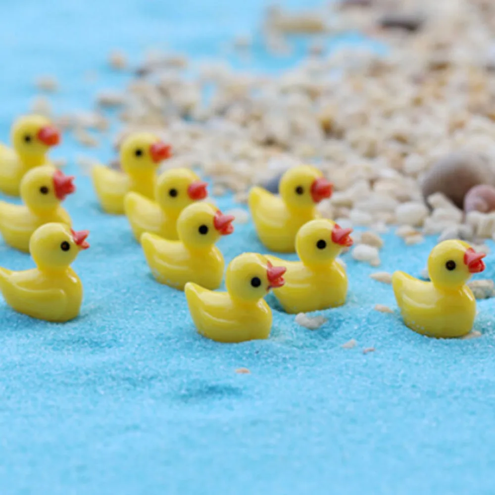 

10Pieces Fairy Garden Miniatures Terrarium Figurines Flat Back Resin Cabochon Yellow Duck DIY Decoration Crafts Making