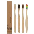 Зубная щетка с бамбуковым углем, с деревянной ручкой, Экологичная, с мягкой щетиной, ручная зубная щетка