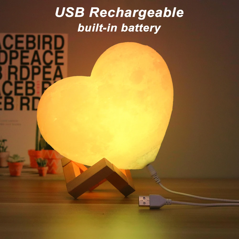 Купить 3D ночник в виде сердца, с USB-портом Pаспродажа 3D ночник в виде сердца, с USB-портом