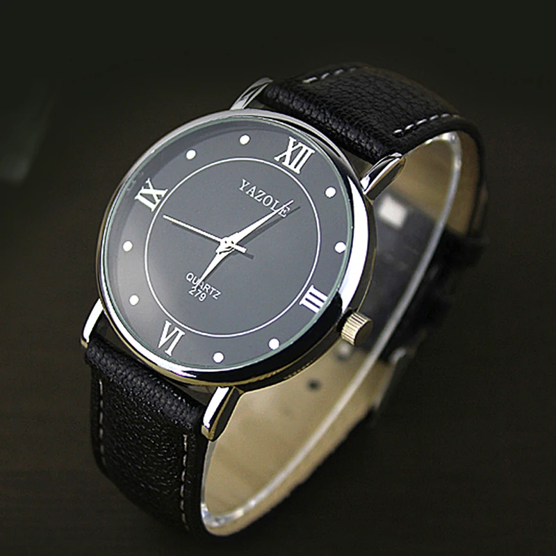 YAZOLE новые мужские часы бизнес-модели дикие Модные простые кварцевые с кожаным