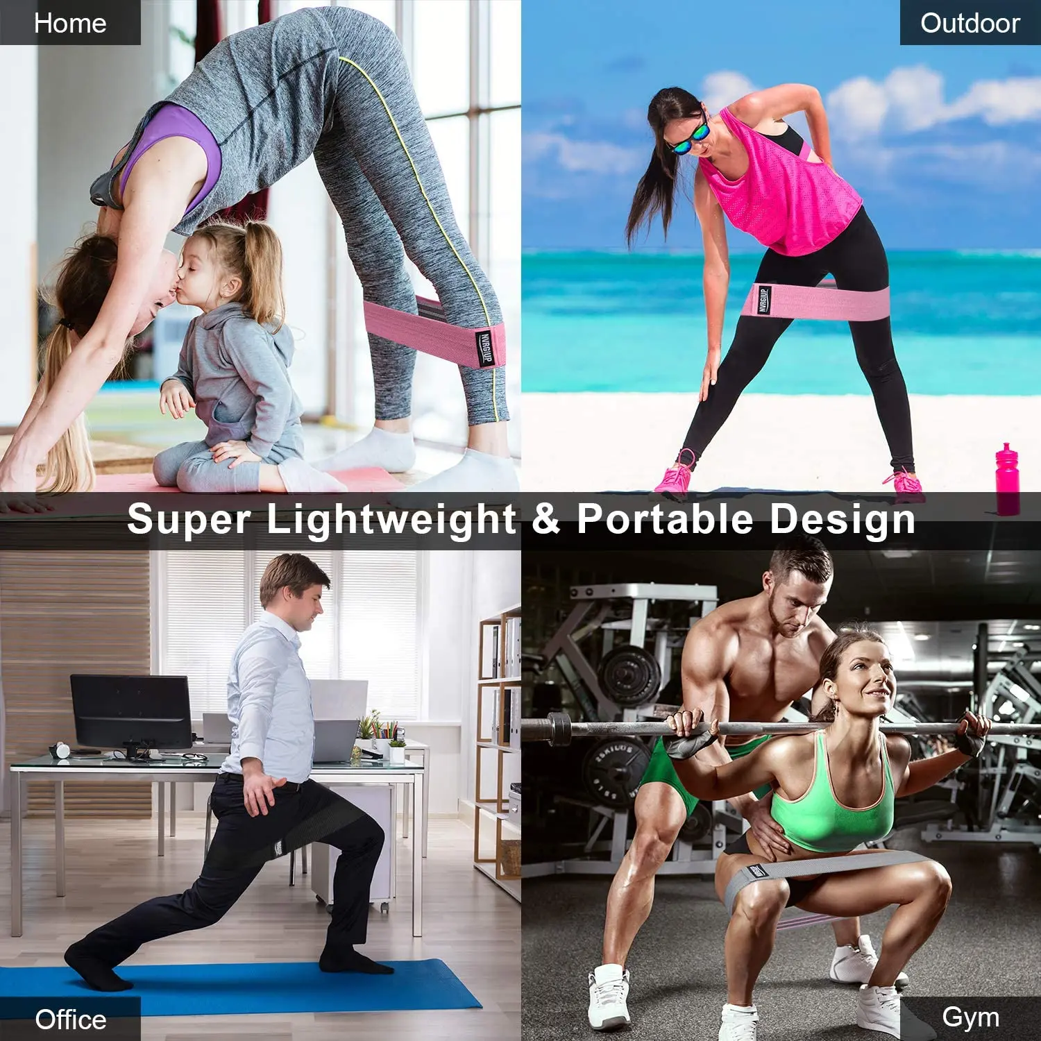 

Resistance Bands Set for Legs and Butt Non Slip Hip Exercise Fitness Booty Bands with Soft Fabric Workout Bands for Women & Men