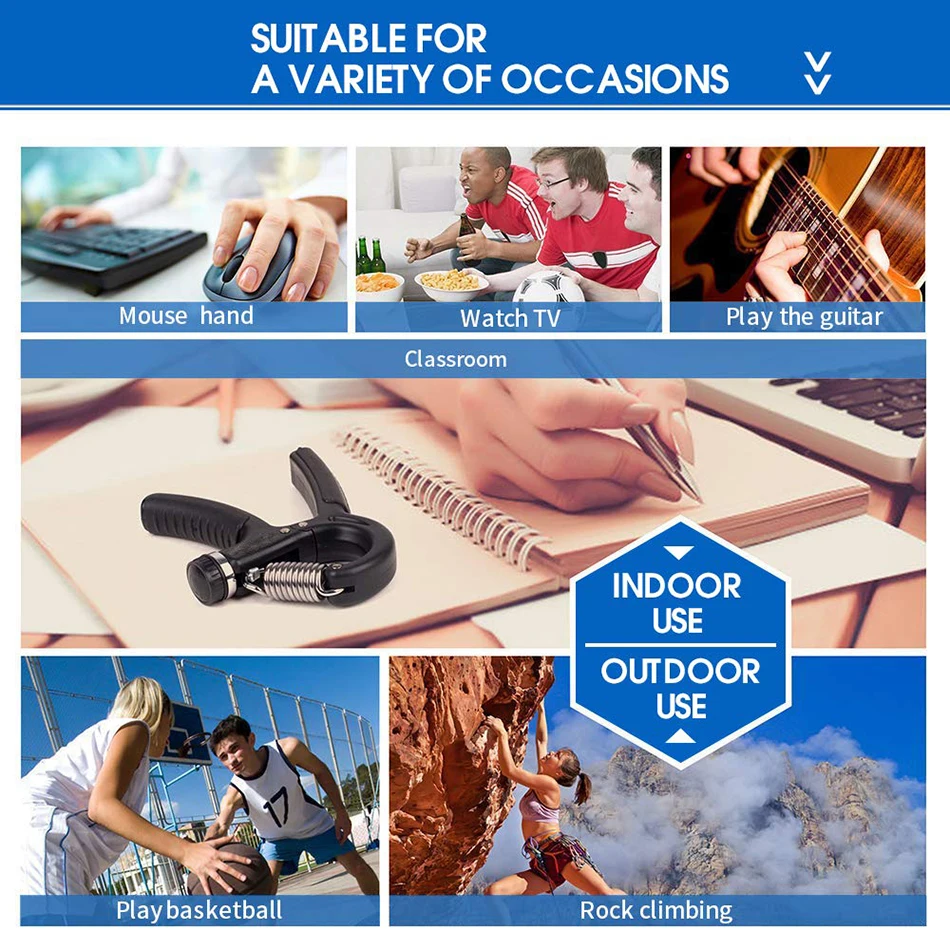 

5-60Kg Gym Fitness Hand Grip Men Adjustable Finger Heavy Exerciser Strength for Muscle Recovery Hand Gripper Trainer 2PCS