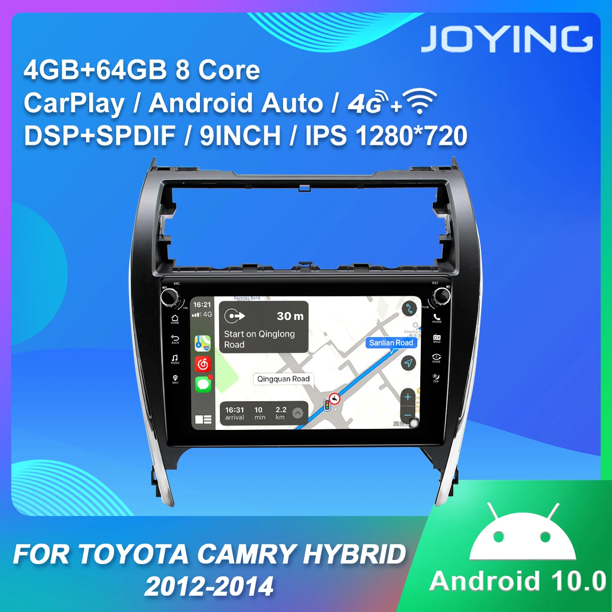 

Joying 1 din Android Head Unit Radio Stereo 9 Inch Car Intelligent System For Toyota Camry Hybrid 2012-2014 Android Auto Carplay