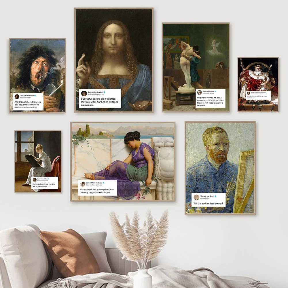 

Funny Art Van Gogh Selfie Smoker Canvas Painting Abstract Portrait of Van Gogh Posters and Prints Wall Pictures for Home Decor