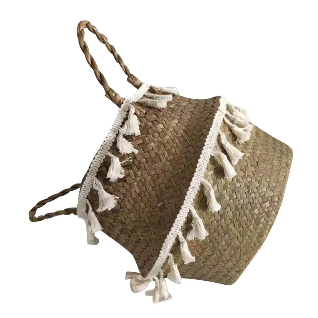 Seagrass Wicker Basket Flower Pot Folding Basket Storage Basket Decoration Household Daily Necessities#20191003