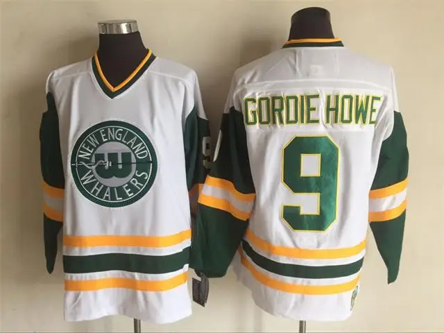 

#9 GORDIE HOWE WHA NEW ENGLAND WHALERS RETRO HOCKEY JERSEY Mens Embroidery Stitched Customize any number and name Jerseys