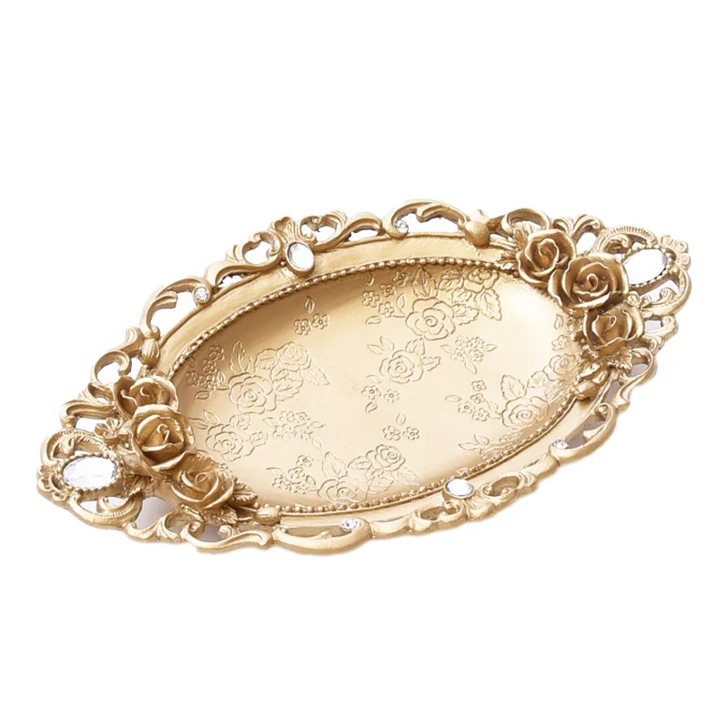 

Golden Resin Jewelry Tray Jewelry Ring Necklace Tray Storage Tray Decoration Tray Props