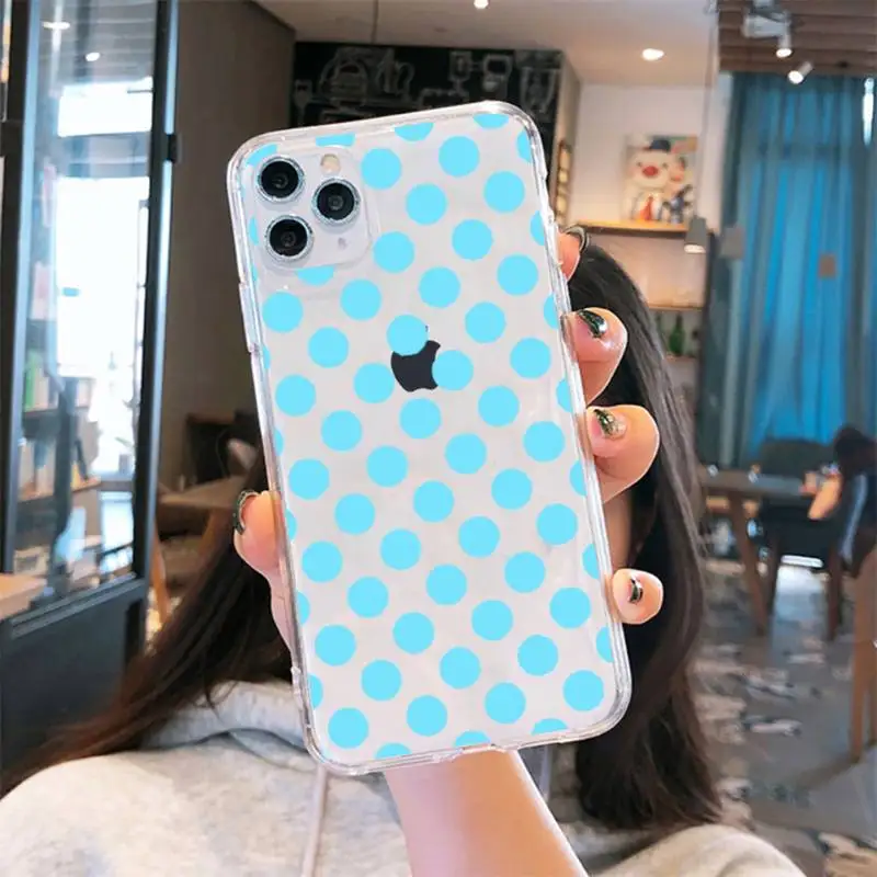 

INITIAL Polka Dots PERSONALISED Phone Case Transparent for iPhone 6 7 8 11 12 s mini pro X XS XR MAX Plus